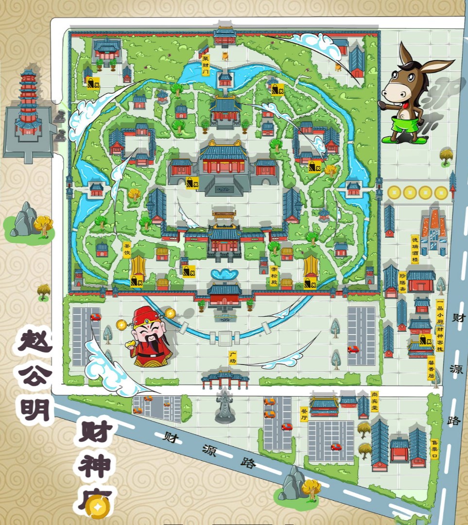 丰南寺庙类手绘地图